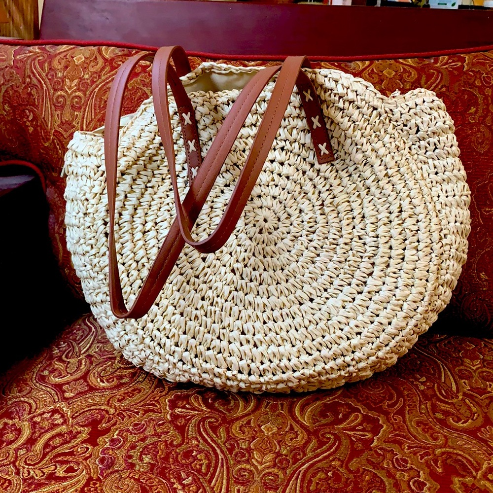 Summer zippered straw purse